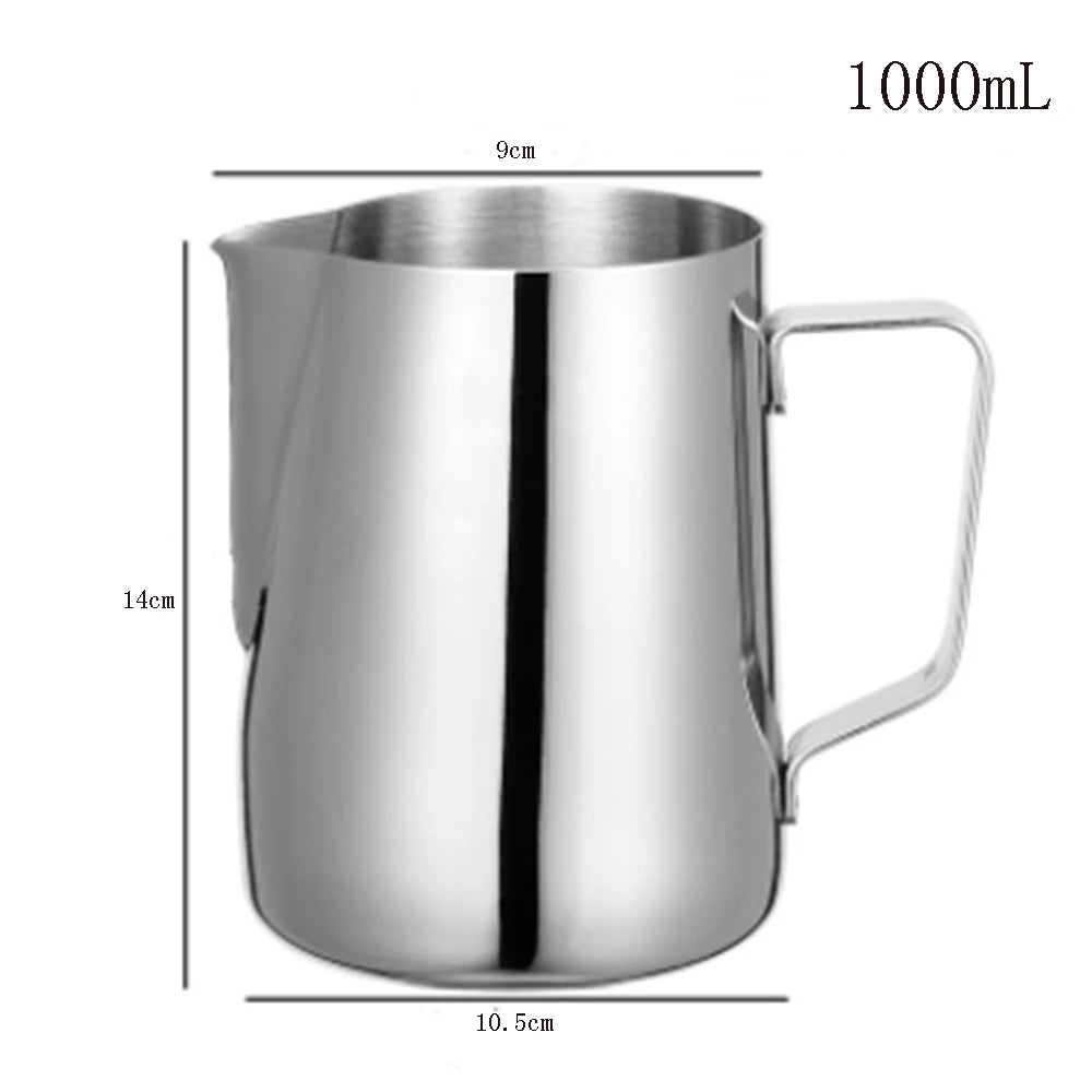 KONCO Stainless Steel Milk Frothing Pitcher, Milk Boiler Cup Jug Creamer Accessories Suitable for Barista, Espresso Machines Vue
