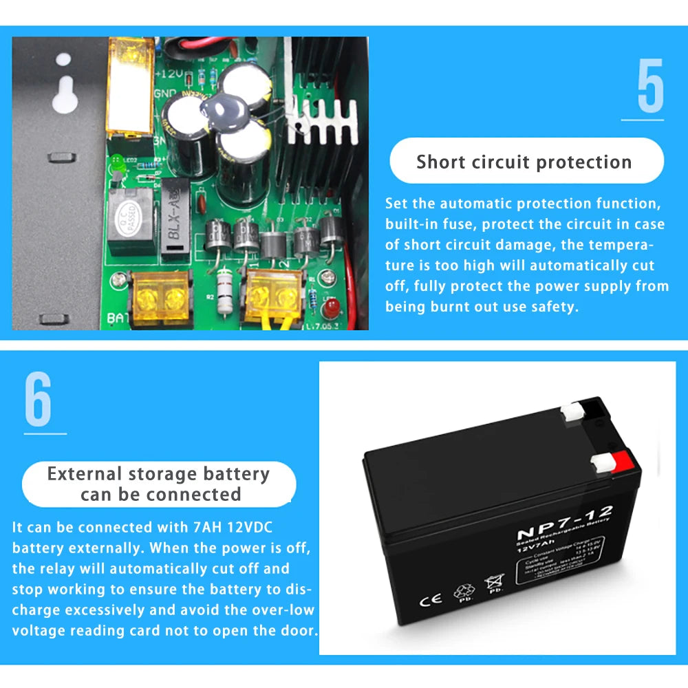1/2/4 Door Office Entry System TCP/IP Access Control Panel Board with DC12V 5A Metal Power Supply Converter Box Vue