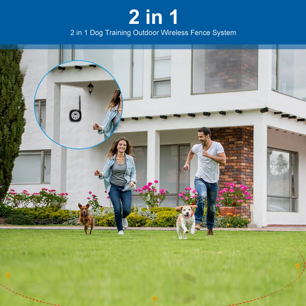 Strong Signal Wireless Dog Electric Fence Smart Training Electric Shock Warning Tone Dog Collar for Pet Dog Training Accessories Vue