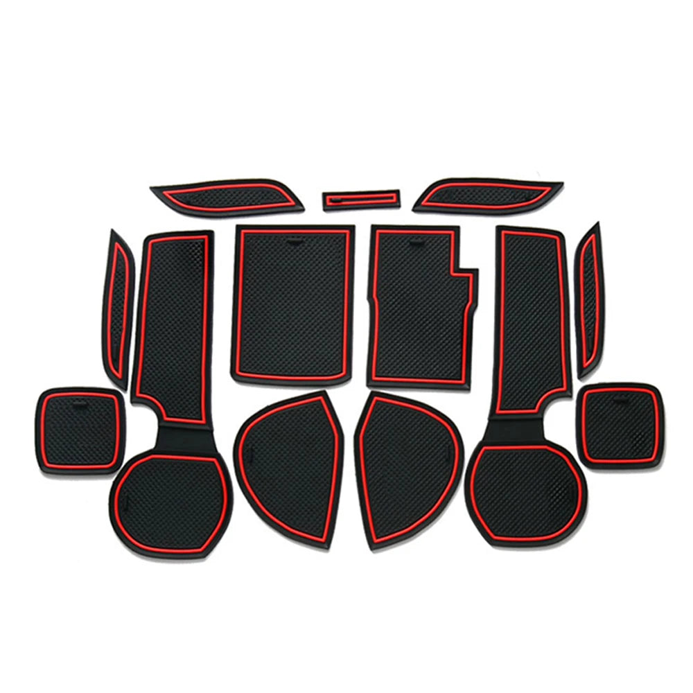 Car Door Groove Mat For suzuki SX4 S-Cross 2014-2018 Gate Slot Mat Rubber Anti-Slip Mat Vue red