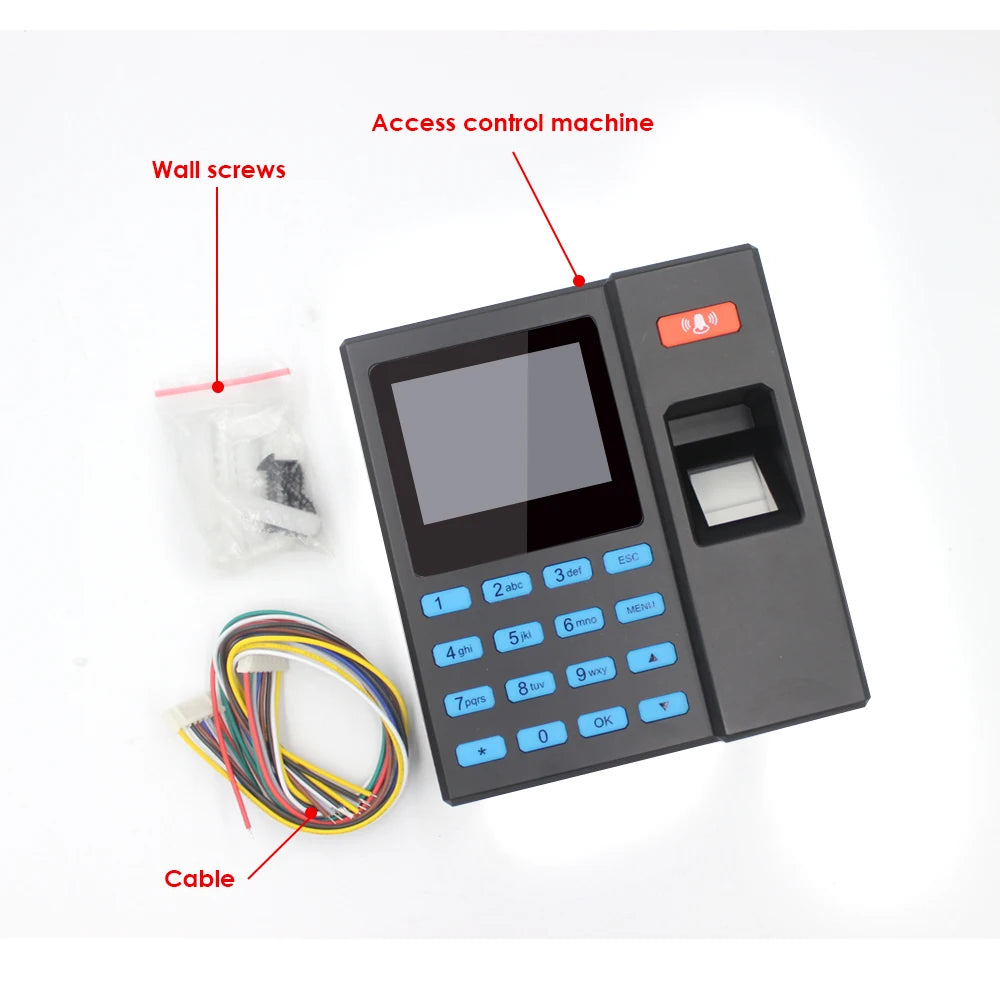 Biometric Time Attendance Access Controller 125Khz RFID Card Reader Fingerprint Door Access Control Time Clock for Security Vue