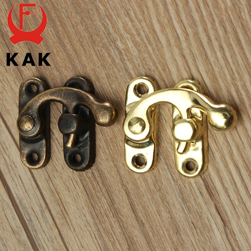 KAK 12pcs 34x28mm Antique Bronze Iron Padlock Hasp Hook Lock For Mini Jewelry Wooden Box With Screws Furniture Hardware Vue