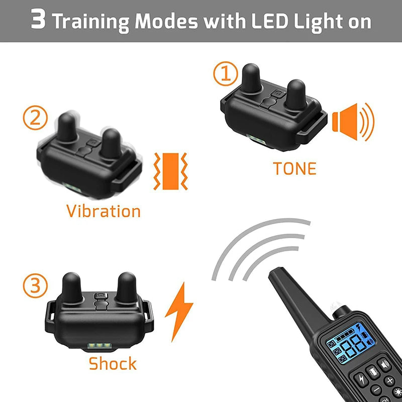 800m Electric Dog Training Collar Product Acessories with LCD Display Pet Remote Control Waterproof Rechargeable Collars Vue