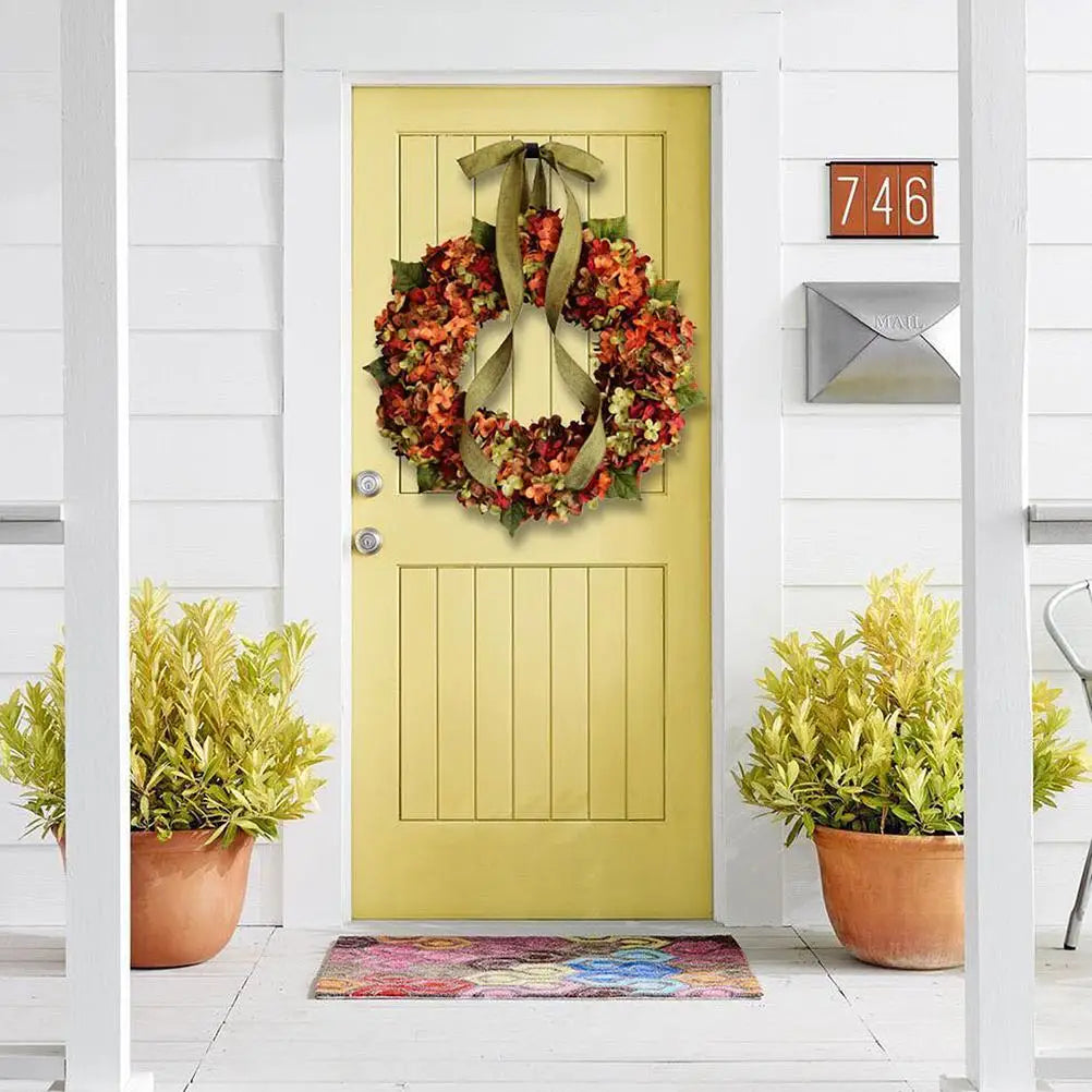 Thanksgiving Wreath Fall Hydrangea Bowknot Decoration Flower Garland Wreath Thanksgiving Front Door Home Decor Vue