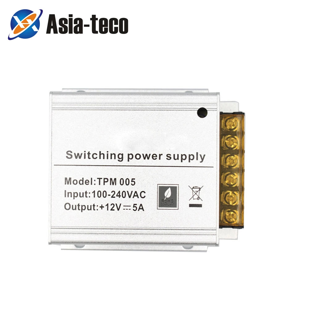 Mini Access Control Power Supply DC 12V 5A Aluminum Alloy Power Adapter Professional AC 100-240V Voltage Converter for Security Vue