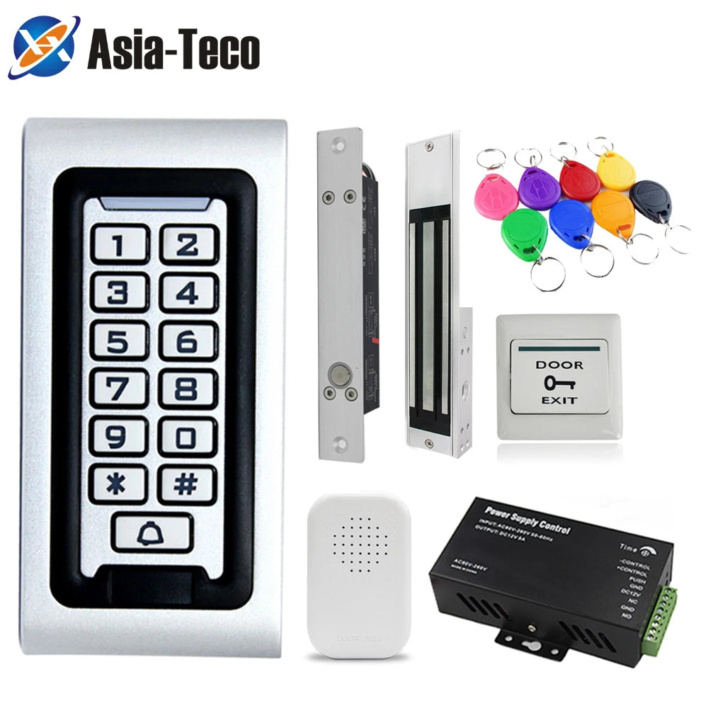 IP67 Waterproof RFID Metal Access Control Kit All-in-one Silicone Key Magnetic Locks Sets 125KHz Access Control System S601 Kits Vue