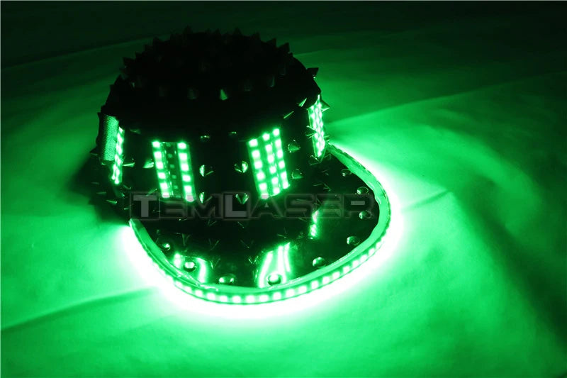 Unisex Punk Hedgehog Rock Rivet Cap Newest Unique Gold Silver Rivet LED Hat Fashion Snapback for Street Hip-hop Rivet man woman Vue Green LED Hat