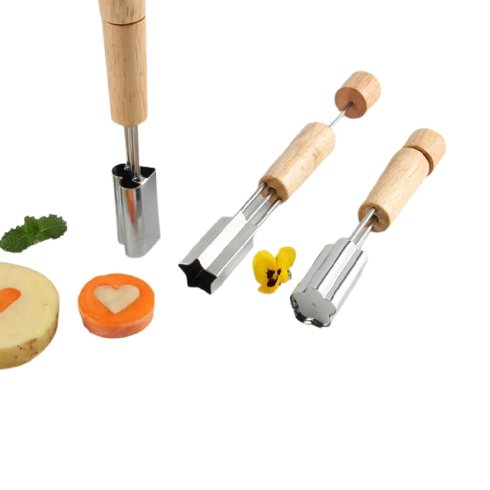 3Pcs Stainless Steel Fruit Cutter Baking Cookie Cutter with Handle for Cakes Biscuits Fruit Vue