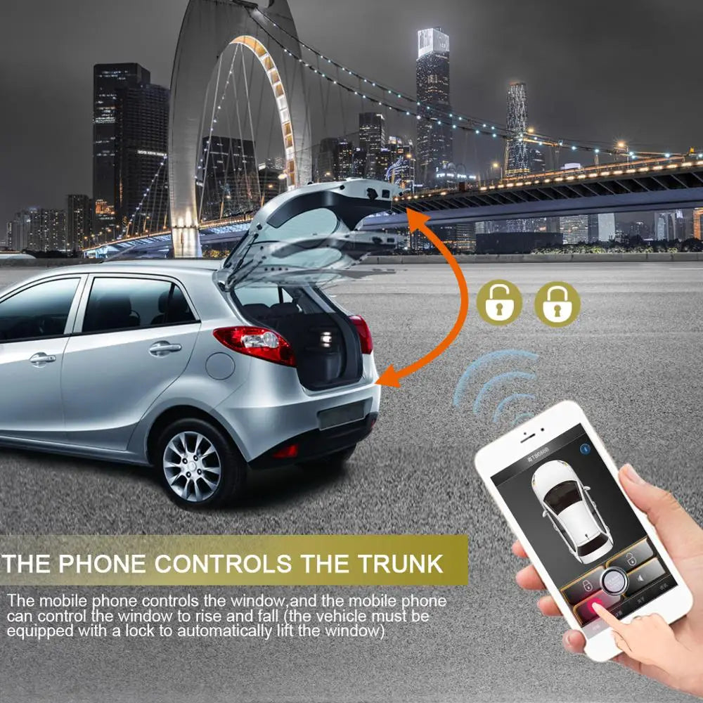 Universal PKE Smart Key Smartphone Remote Start Car Alarm Security Button With Automatic rising window Passive Keyless Entry Cen Vue