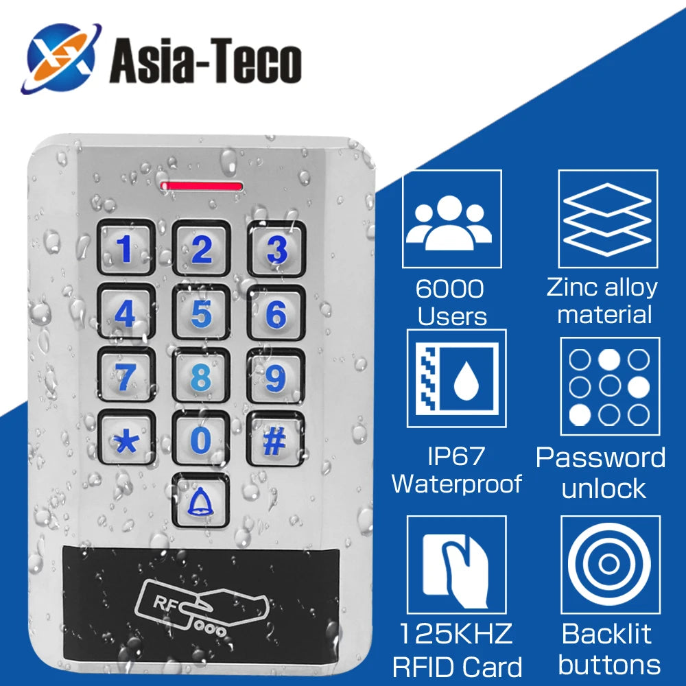 Access Control Backlight Waterproof IP68 Metal Door Standalone Access Control 6000 User 125Khz RFID Password Keypad M2-F Vue
