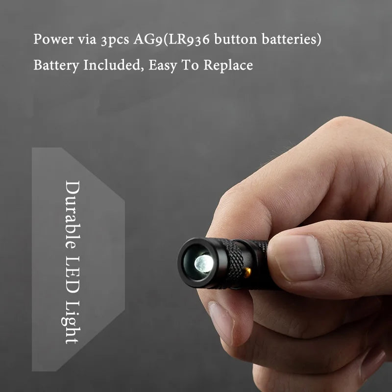 Mini Portable Self Defense Flashlight Aluminum Alloy Emergency Led Light Include Battery Outdoor Survival EDC Tool Gift Box Vue