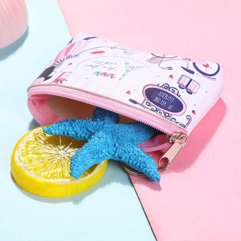 Cute Coin Purses Case Casual Coin Wallet Lady Fashion Flower Animal Pattern Cartoon Earphones Coin Keys Money Storage Bag Vue