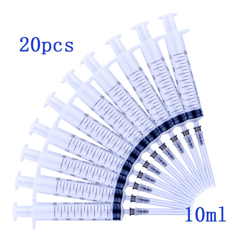 20pcs 10ml Disposable Plastic Veterinary Syringe With Needles For Pet Farm Animal Cat Dog Pig Cattle Sheep Horses caliber12x30mm Vue Default Title