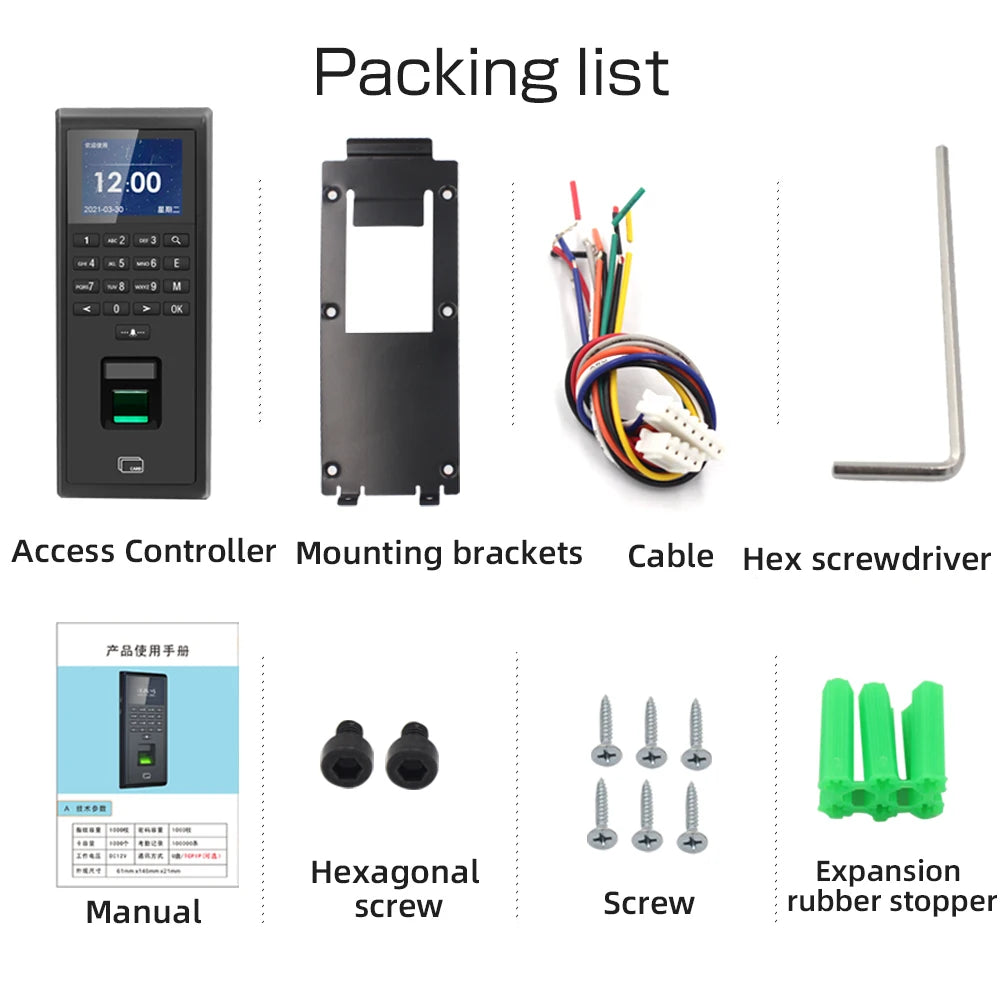 Fingerprint Time Attendance Machine RFID 125KHZ for Smart Door Access Control System Kit Standalone Keypad 1000 Users Vue