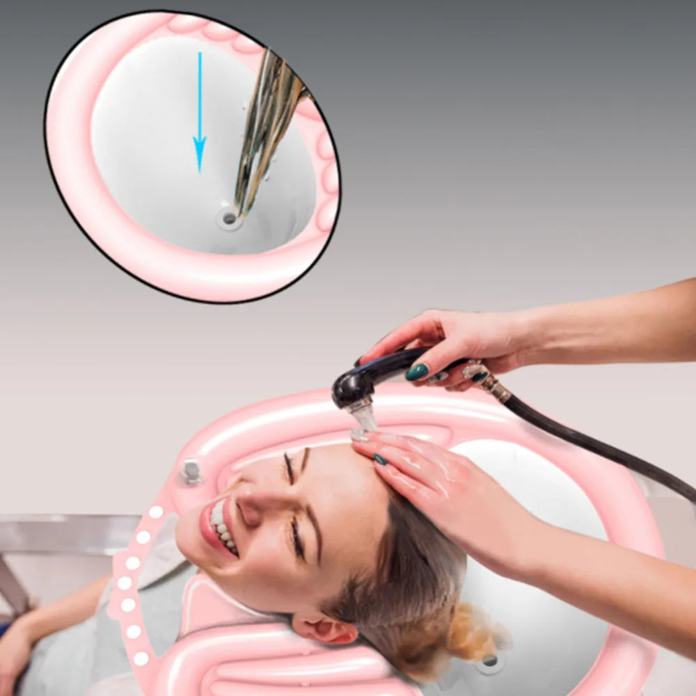 Portable Shampoo Pad PVC Inflatable Shampoo Basinwith Tube Quickly Inflate Deflate Hair Washing Basin Pregnant Women Elderly Kid Vue