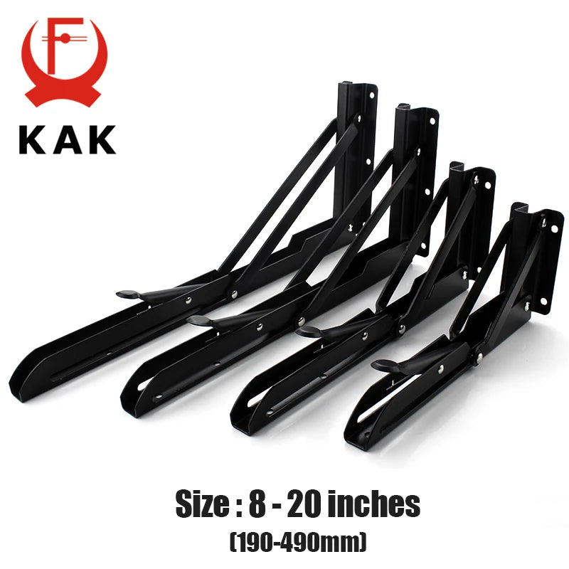KAK 2pcs Folding Shelf Bracket Heavy Duty Stainless Steel Collapsible Shelf Bracket Hardware for Table Work RV Car Saving Space Vue