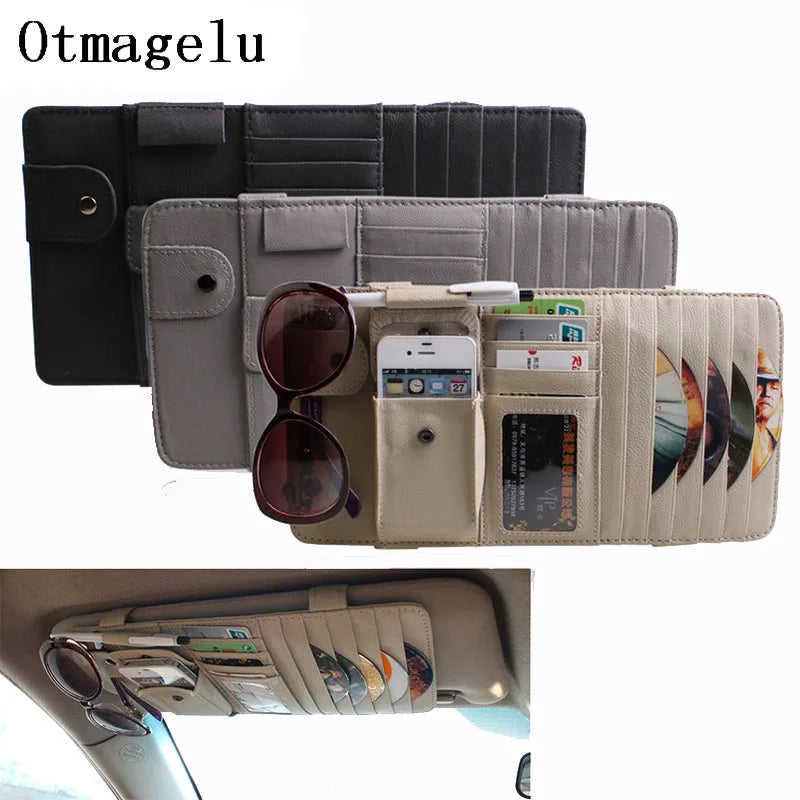 Travel Car Leather Multifunction CD Box Car Sun Visor CD Case for DVD Travel Organizer Business Card Holder CD Storage Bag Vue