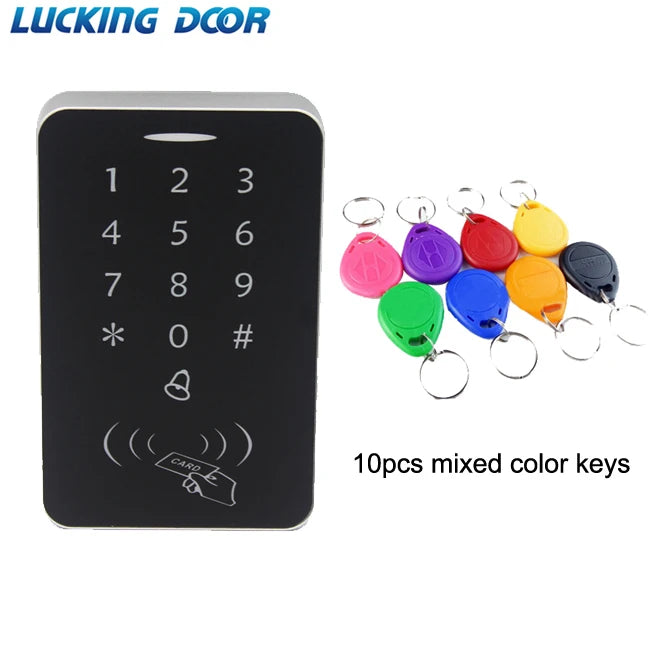Encrypted RFID Access Control System with EM Keypad & Proximity Entry Multi-User Door Security Lock for Office/Factory/Home Gate Vue AC 10 ID Key