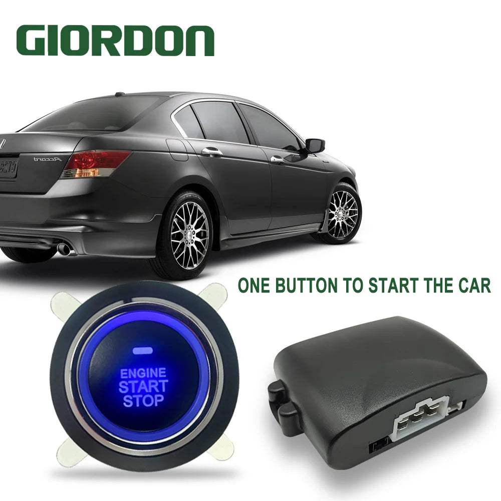 GIORDON Car Alarm Start Stop Button Engine Keyless Entry System Push Button Starter Stop Auto Vue China Mainland