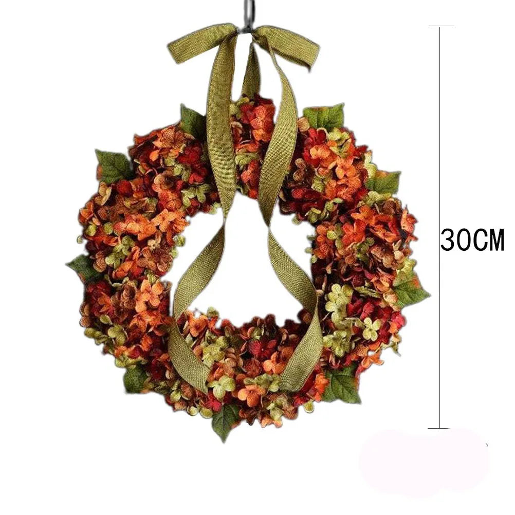 Thanksgiving Wreath Fall Hydrangea Bowknot Decoration Flower Garland Wreath Thanksgiving Front Door Home Decor Vue