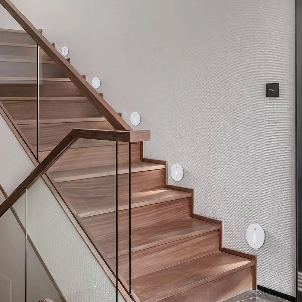 SANDIY Round Motion Sensor LED Recessed Wall Light | Stair Sconce Recessed LED Wall Sconce Vue