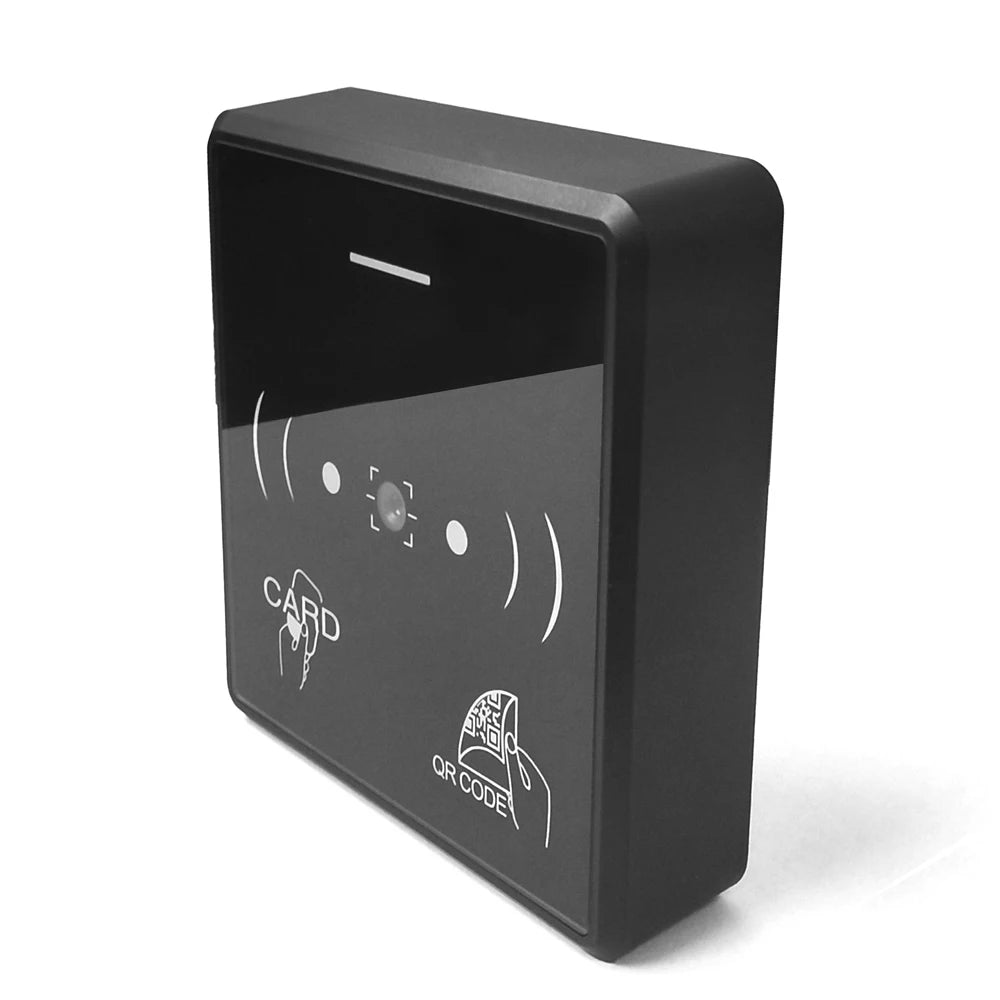 RFID Barcode QR Code Reader Access Control Reader TTL /RS485/ Wiegand 26/34 output 13.56MHZ Card NFC 20000 User Free Mobile APP Vue