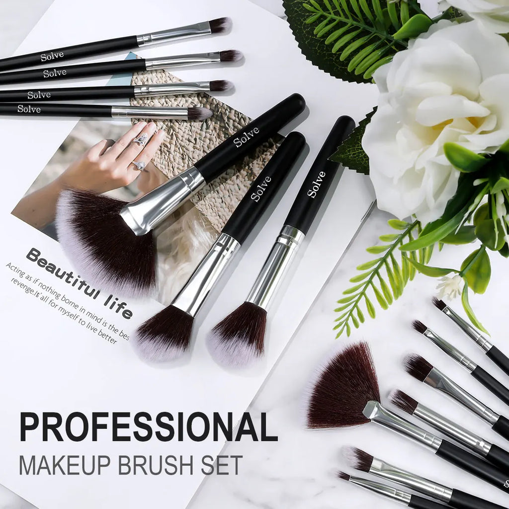Makeup Brushes, SOLVE 32pcs Professional Makeup Brush Set High Quality Natural Synthetic Hair Makeup Brush Tools Kit Vue