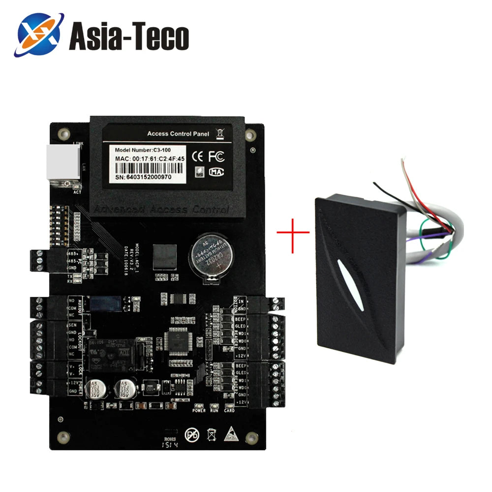 Wiegand 26-bit IP-based Door Access Control Panel with 1pc KR300 Reader TCP/IP RS485 Communication Advanced Access Control Vue