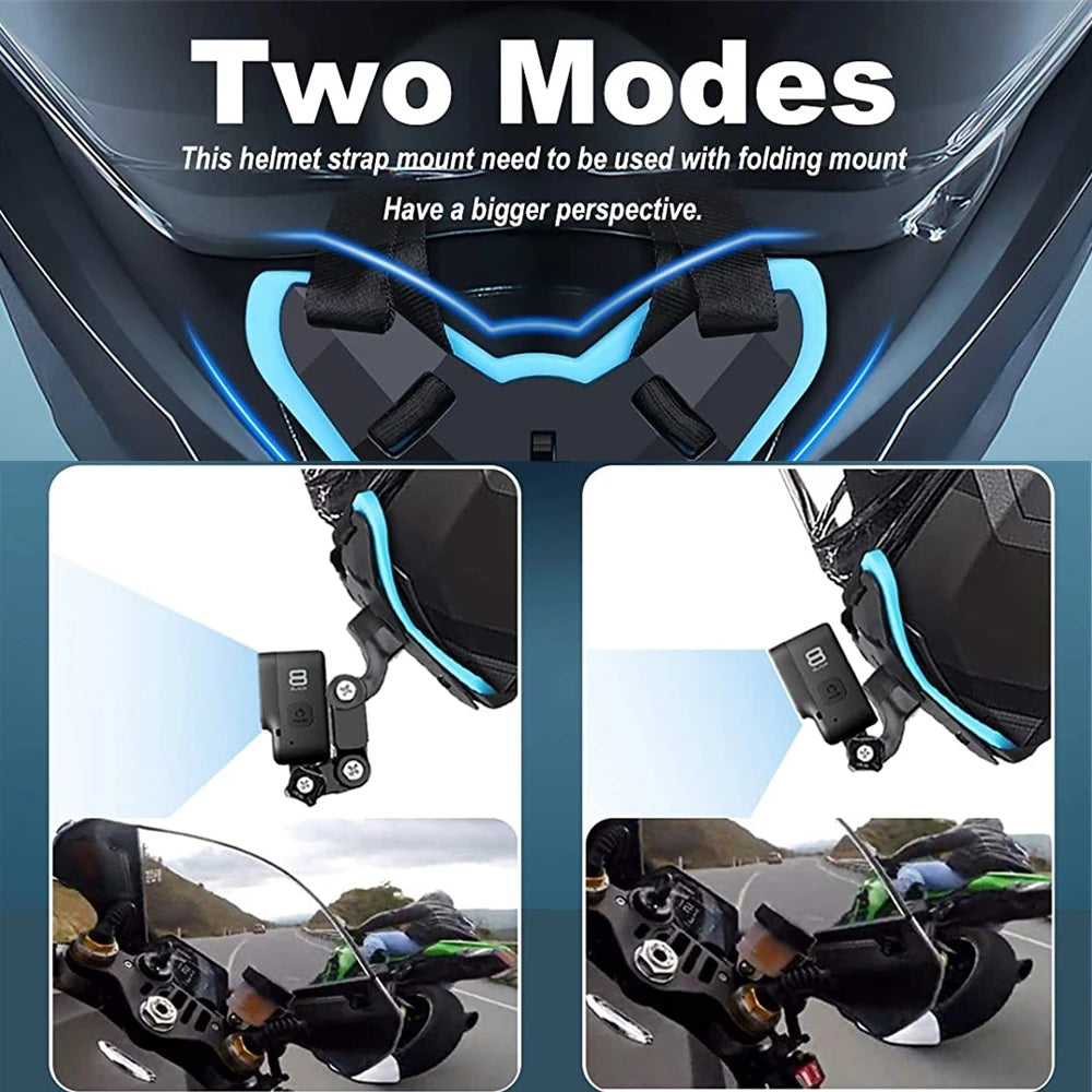Helmet Strap Mount For Gopro Hero 11 10 9 8 7 6 5 4 3 Motorcycle Yi Action Sports Camera Mount Full Face Holder Accessories Vue