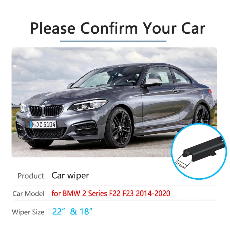 Car Wiper Blades for BMW 2 Series F22 F23 2014~2020 Windscreen Wipers 218i 220i 228i 230i M235i M240i 218d 220d 22d M235i M240i Vue