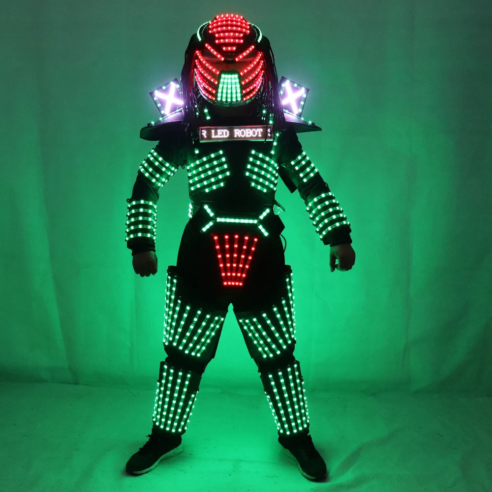 LED Robot Costumes Clothes LED Lights Luminous Stage Dance Performance Show Dress for Night Club Vue
