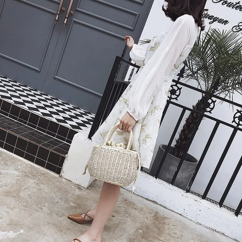 Straw Bags Women Summer Rattan Bag Handmade Woven Beach Bohemia