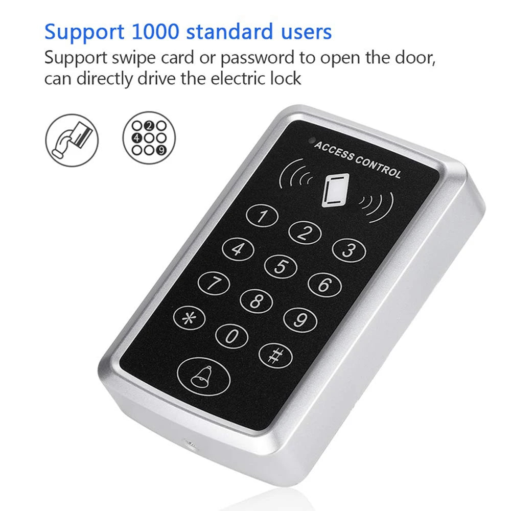 125KHz RFID Access Control Keypad Machine Rainproof Cover EM Card Reader For Door Access Control System Lock Opener Vue