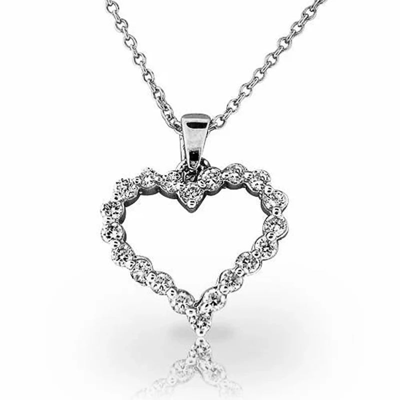 Huitan Heart Pendant Necklace – Cubic Zirconia Silver Women Pendant Necklace Vue