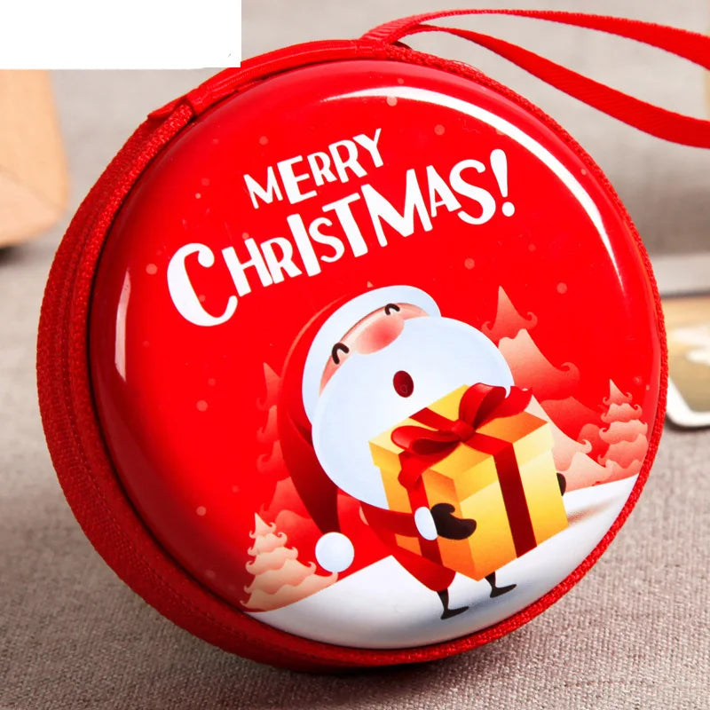 Santa Claus Christmas Pendant Storage Bag Money Box For USB Cable Coin Holder as a Christmas Gifts Zipper Lock Travel organizer Vue