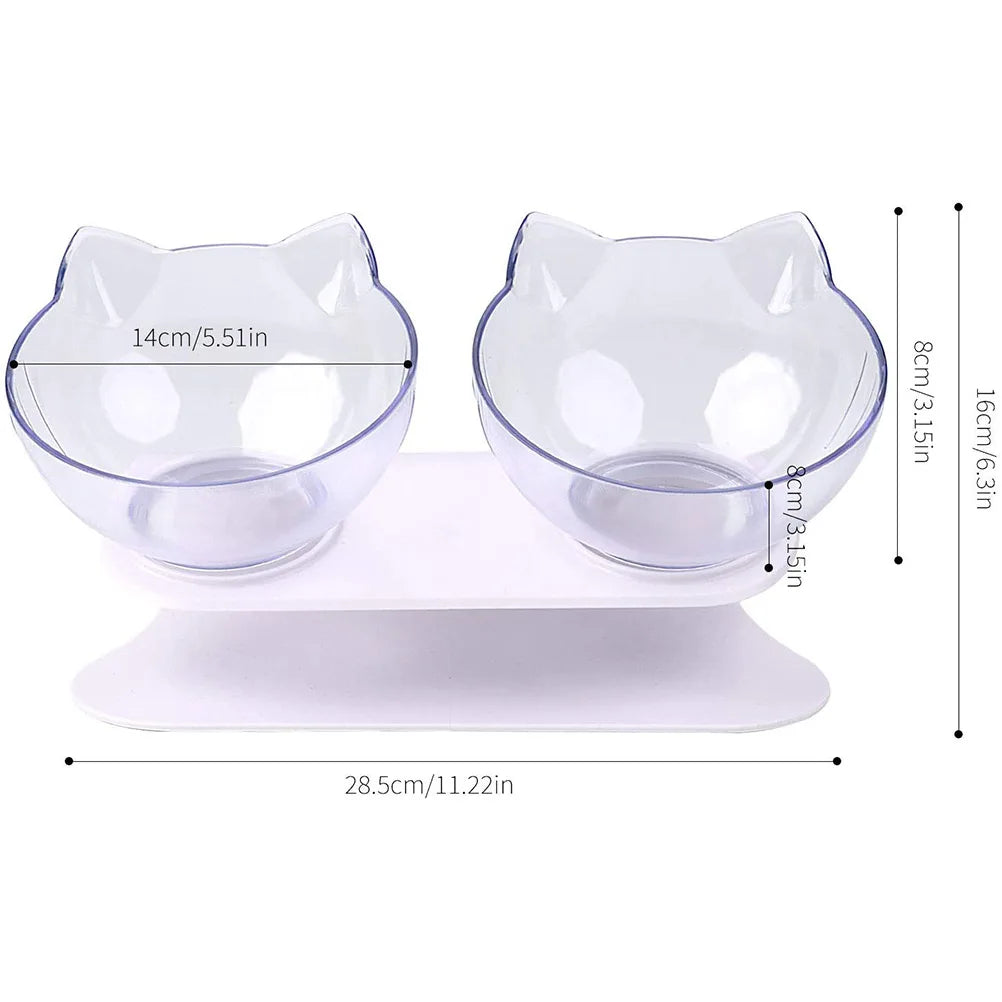 Cat Bowls Pet Feeding Bowl Cat Water Bowl Durable Fall Resistant 15 Degree Tilt Double Cat Food Bowl Vue