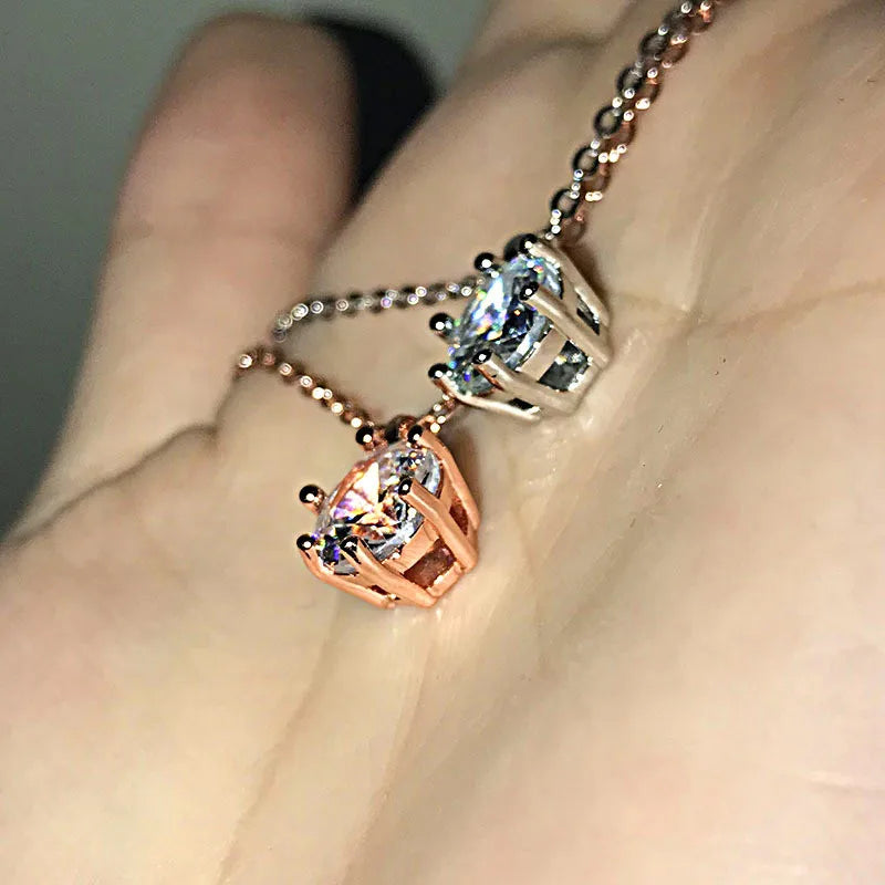 Huitan 6-Prong Crystal Zirconia Pendant Necklace – Women Pendant Necklace Vue
