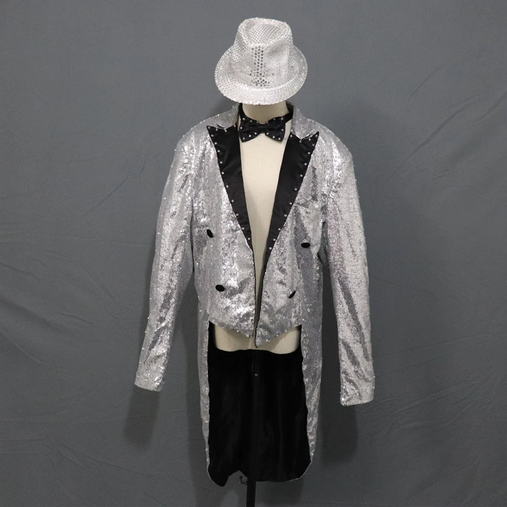 Fashion Swallowtail LED Tuxedo Luminous Costumes Glowing Vestidos LED Clothing Show Men LED Clothes Dance Accessories Vue