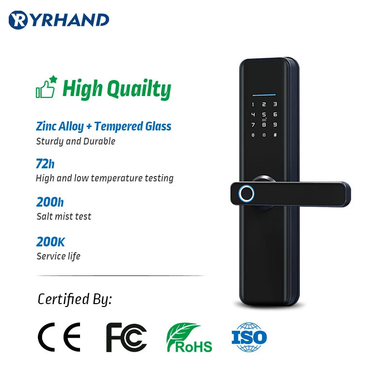 Tuya wifi Fingerprint Waterproof Digital Biometric NFC cerradura password inteligente fechadura eletronica smart door lock Vue