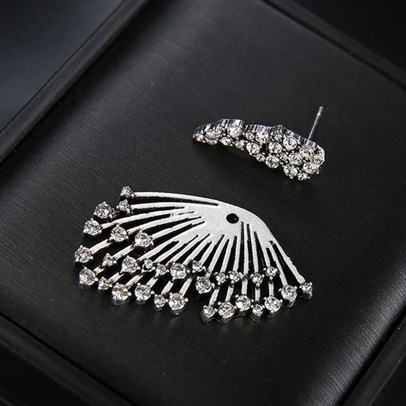 Huitan Wing Cubic Zirconia Stud Earrings – Silver Fashion Stud Earrings Vue