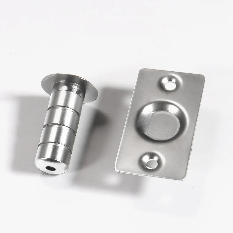 KAK Brass Door Stops Heavy Duty Door Holder Magnetic Invisible Door Stopper Catch Hidden Stainless Steel Door Stop Hardware Vue Silver
