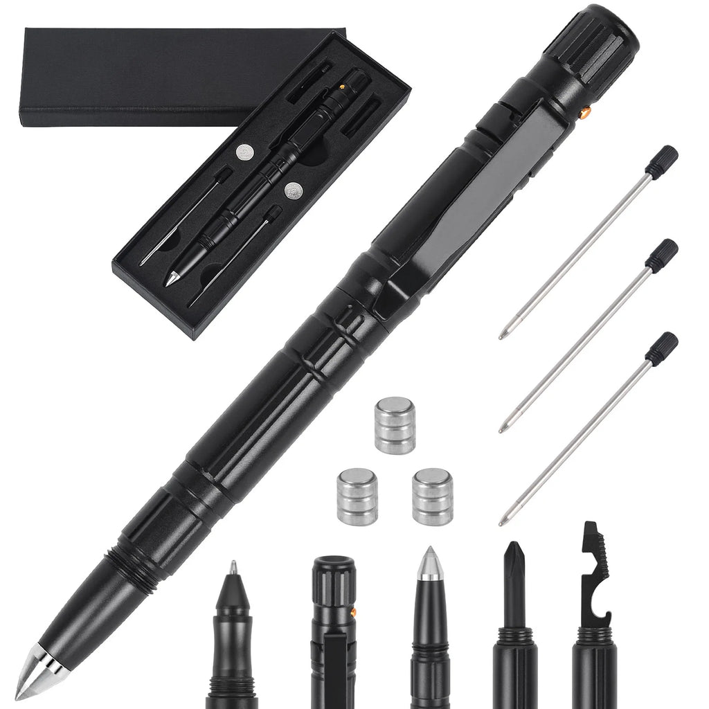 Multi-Function Tactical Pen Emergency Flashlight Screwdriver Bottle Opener Window Breaker Outdoor Survival EDC Tool Gift Box Vue