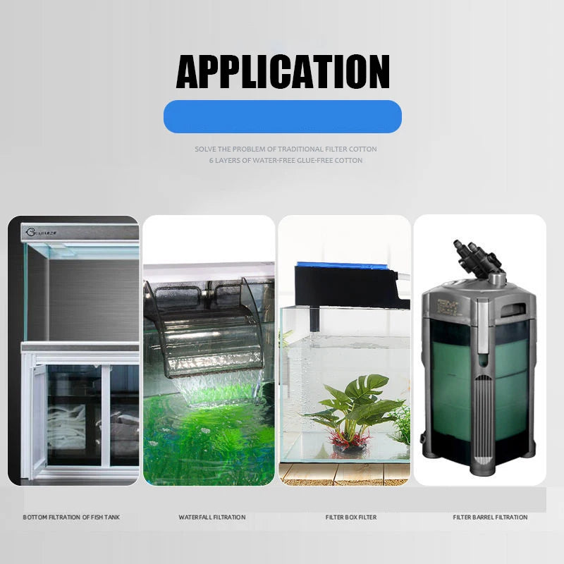 NEW 6D/5D 6Layers Fish Tank Filter Sponge No Glue Foam Biochemical Cotton Aquarium Filtration Accessories Vue
