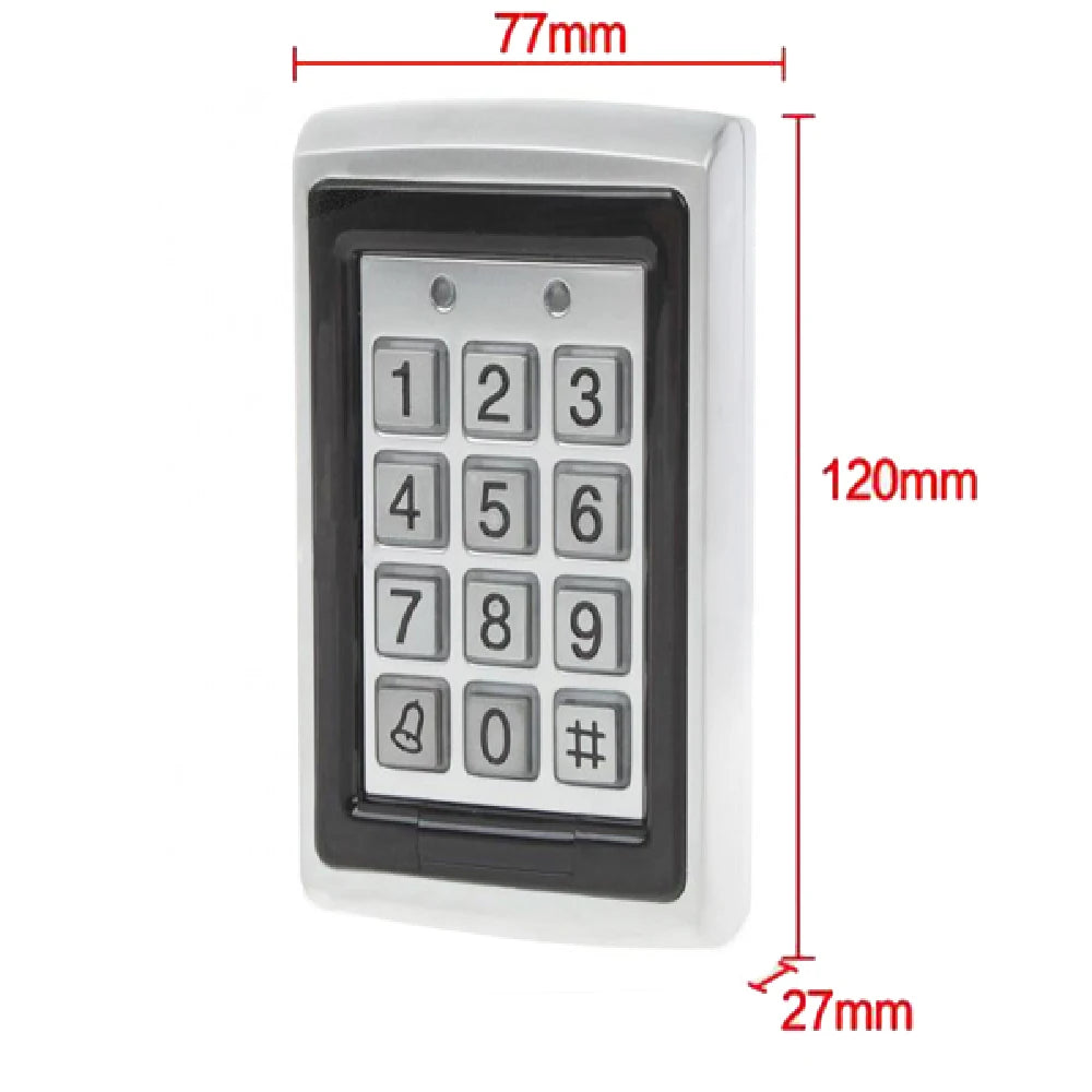 1000 Users Standalone Metal Keypad Electronic Lock Power Supply DC12V Door Exit with 125KHz ID Keyfobs Access Control System Kit Vue