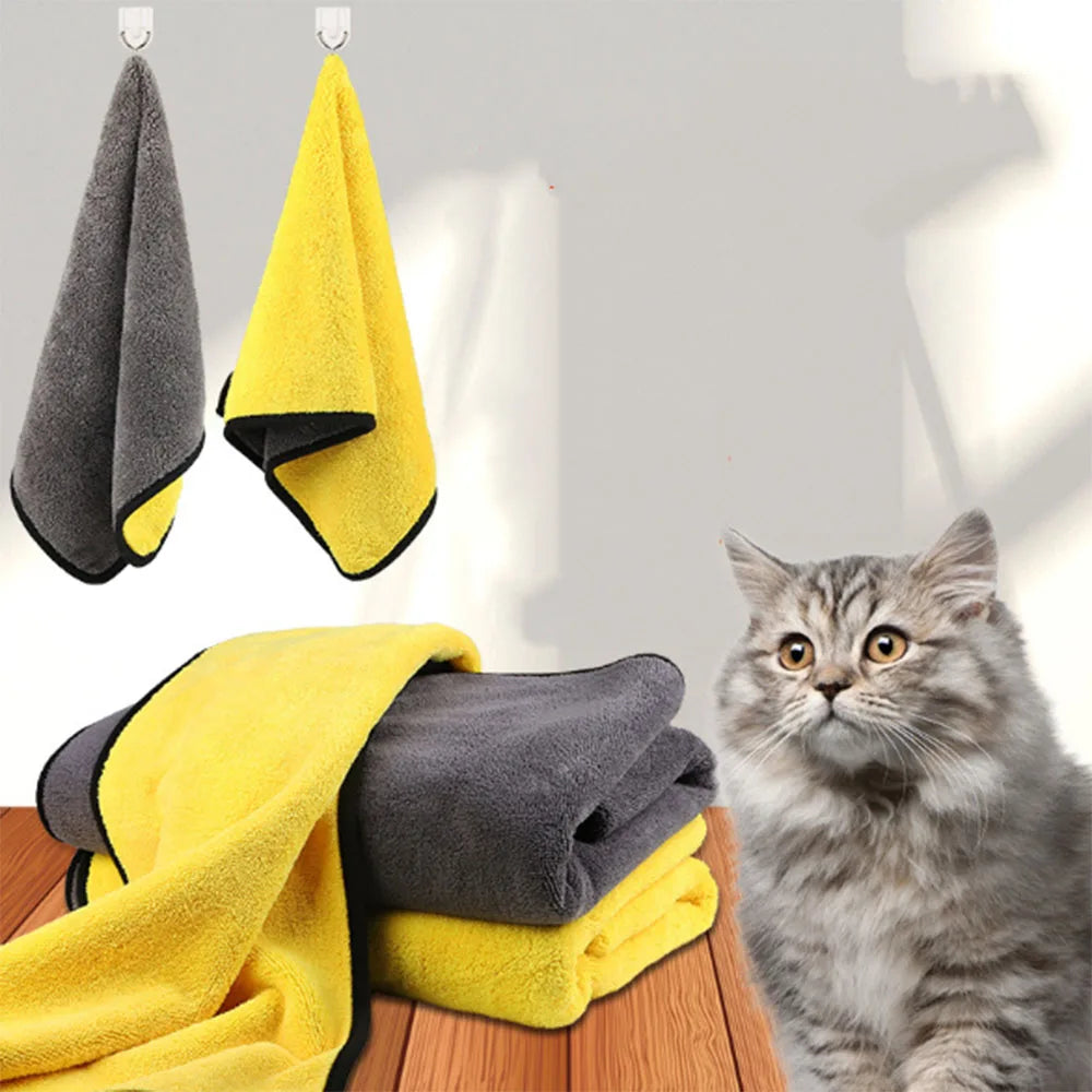 Absorbent Towel Pet Dog Cat Dry Superabsorbent Fiber Artifact Supplies Quick-drying With a bath Towel Vue