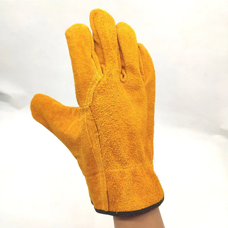 Cow Leather Welder's Gloves Temperature Resistant Fire-Proof Cowhide Work Safety Gloves Hands Protection Anti-Cut Garden Gloves Vue