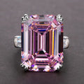 Huitan Rectangle CZ Solitaire Ring – Women's Wedding Jewelry CZ Solitaire Ring Vue pink Silver Plated 10