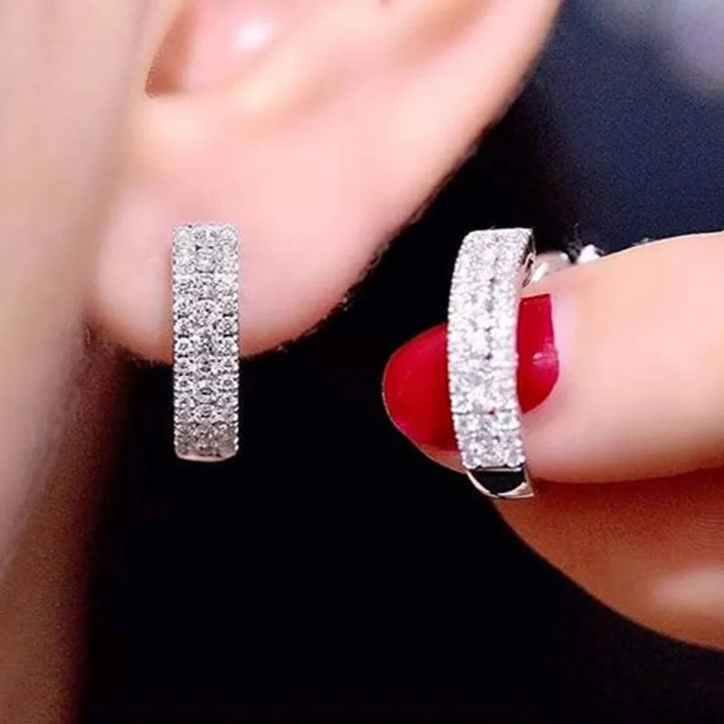 Huitan Cubic Zirconia Circle Hoop Earrings for Women Hoop Earrings Vue