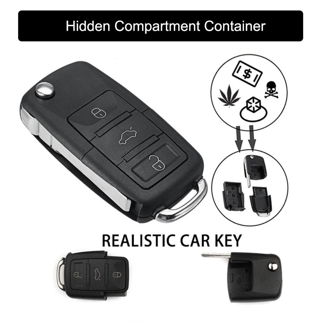 New Mini Car Key Hidden Creative Dummy Safe Box Secret Compartment Stash Box Empty Car Key Fob Hide Store Money Pills Coin Vue