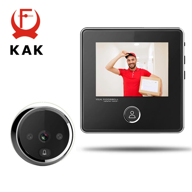 KAK 2.8" LCD Screen Electronic Door Viewer Bell IR Night Door Camera Photo Recording Digital Door Viewer Smart Peephole Doorbell Vue Default Title